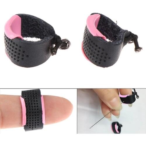 Adjustable Leather Thimble Patchwork Finger Protector Needlework Sewing Helper