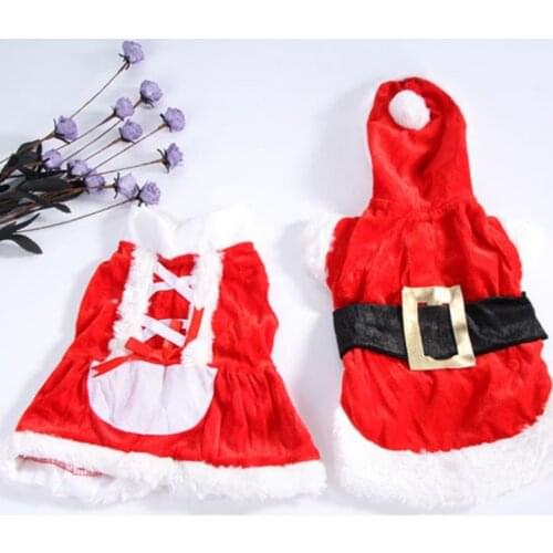Christmas Santa Clothes For Dogs Winter Warm Pet Chihuahua Yorkshire Festival Coat Dress Clothing Pet Puppy Cosplay Apparel