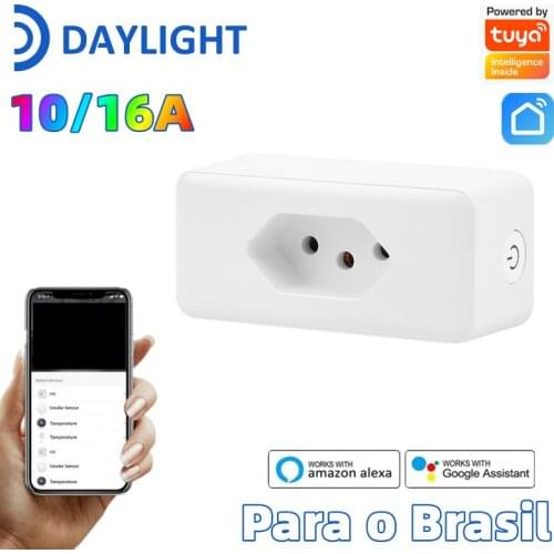 Wifi Smart Socket Brazil Plug 10/16A Tuya/Smart Life APP Remote Control Timing Function Compatible With Alexa Google Home