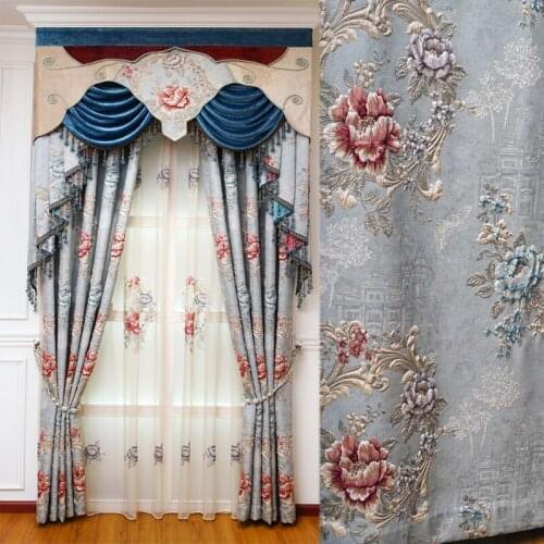 Modern luxury Europe villa elegantly decorated living room floor 3D curtains high quality classic bedroom hotel kitchen curtain