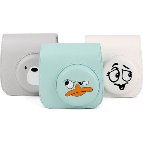 Funny Expression Pattern Bag For Fujifilm Instax Mini 8 8+ 9 Camera Bag PU Leather Camera Case with Shoulder strap