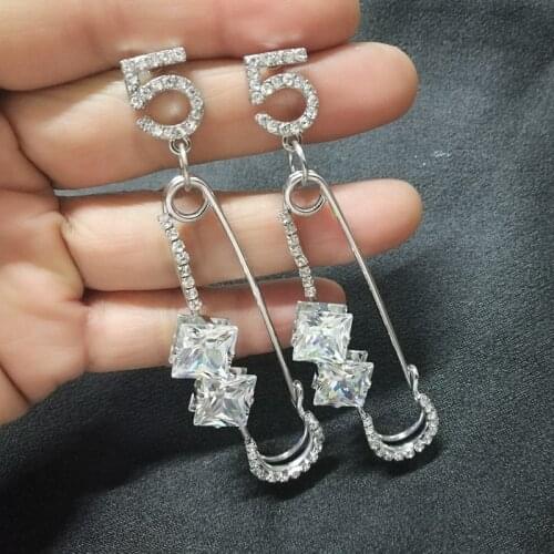 Mimiyagu big pin crystal earring for women cubic earring