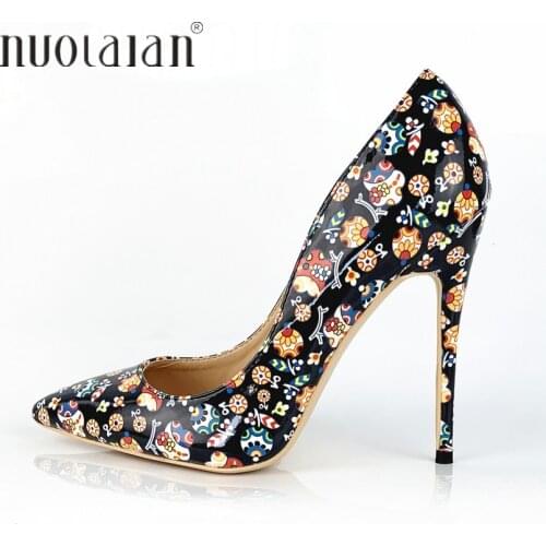 2019 Black Graffiti Colorful Women Pumps Sexy Women High Heels Wedding Party Women Shoes Stilettos 12cm/10cm/8cm big size 35-42