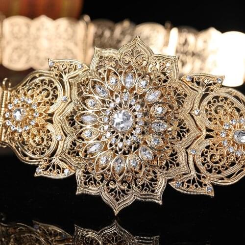 European Women Dress Waist Belt Wedding Jewelry Gold Silver Color Moroccan Caftan Belt Metal Buckle Punk Ladies Gift