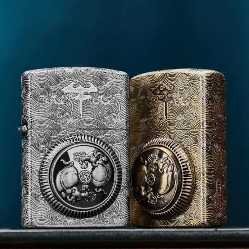 Zorro New Kerosene Retro Vintage Grinding Wheel Lighter Turns the Universe, Chinese Valentines Day Gift, Cloud Pattern