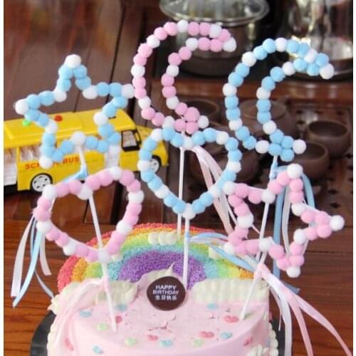 1pc Creative Cake inserted card Five-pointed star love design birthday party decoration