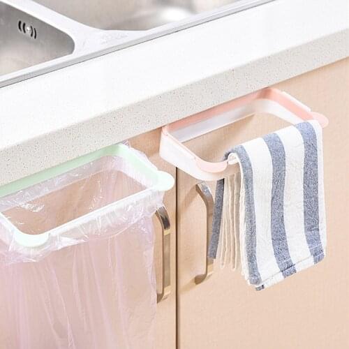 1Pcs Kitchen Gadgets Cabinet Door Garbage Bag Shelf Kitchen Tools Rack Hanging Storage Trash Rack Kitchen Accessories Goods