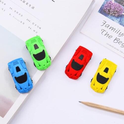 Super Cute 1pc Send Random Kawaii Children Sports Car Pencil Erasers Rubber Eraser for Kids School Office Supplies Kids Gift