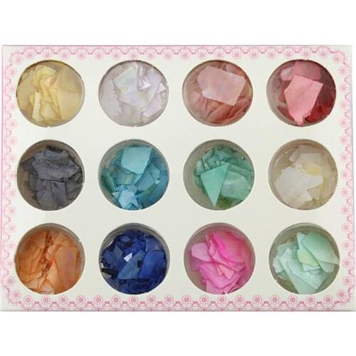12 Bottles Colorful Shell Broken Sugar Paper Pieces Flashing Decor UV Epoxy Resin Mold Jewelry Fillings Jewelry Making