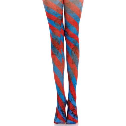 120D Velvet Tights - Animal Printed Stripes Patterned Tights for Female