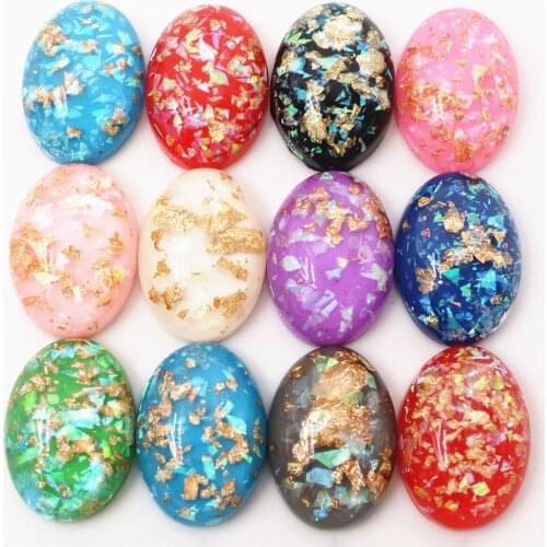 18x25mm 10pcs/Lot New Fashion Mix Color Built-in metal foil Flat back Resin Cabochons Cameo