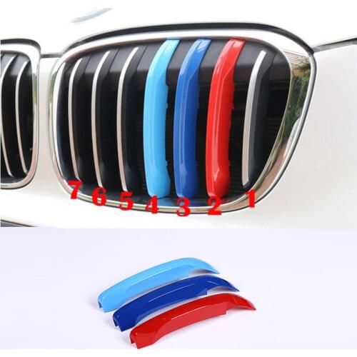 3pcs/set Front Grill Trim Decoration Sport Stripes Emblems Car Styling For BMW X1 F48 2016-2019 Accessories New Arrivals