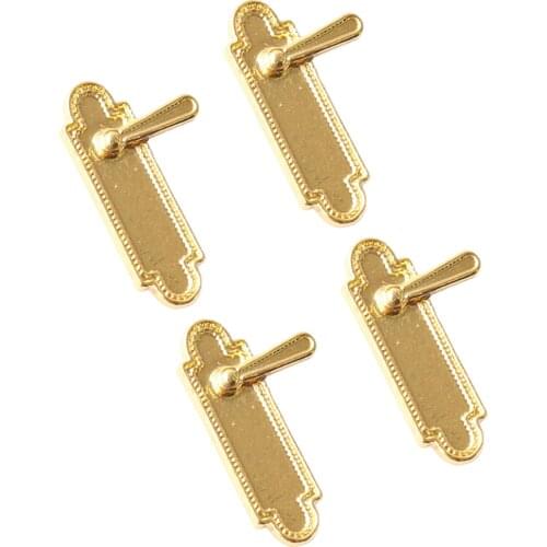 4Pcs 1/12 Miniature Dollhouse Vintage Alloy Door Locks with Handles Dollhouse Furniture Dolls House Accessories for Dolls