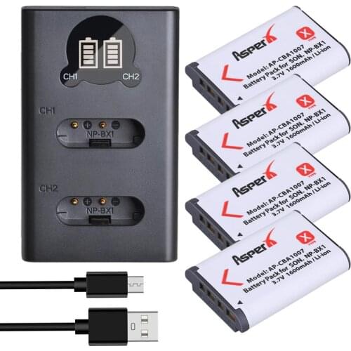 4pcs NP-BX1 NP BX1 Battery + LED USB Charger with Type C For Sony DSC RX1 RX100 M3 M2 RX1R WX300 HX300 HX400 HX50 HX60
