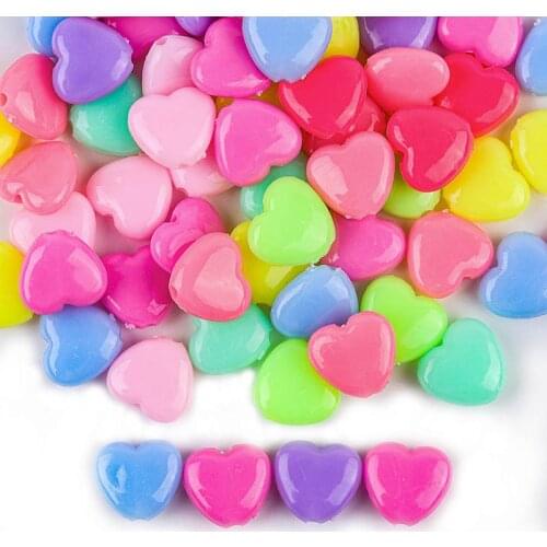 50pcs/Lot Acrylic Spaced Beads Heart Shape Irregular Beads For Jewelry Making DIY for Kids Puzzle Handmade Charms Bracelet