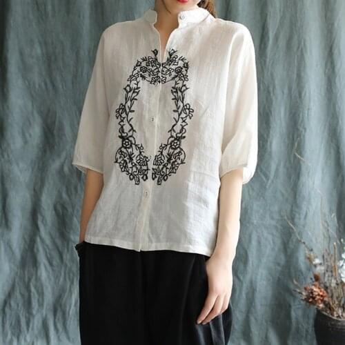 Traditional chinese blouse shirt tops for women mandarin collar oriental linen shirt blouse female cheongsam top AA4700