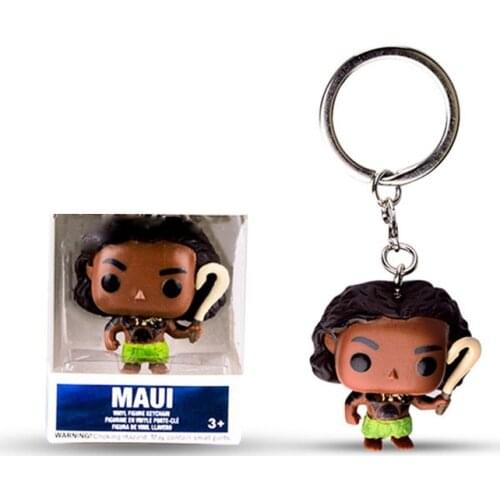 Funko movie Moana Cute maui Keychain Toys Action Figure Collectible Model Vinyl Dolls Keyring toys for Children Gift