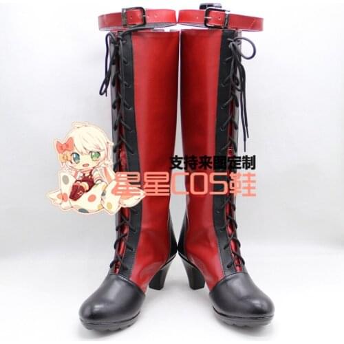 Black Butler Ciel Phantomhive Red Halloween Cosplay Shoes Boots X002