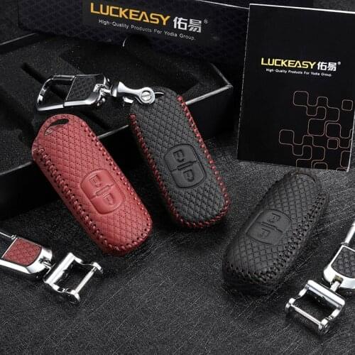 Luckeasy leather car key cover 2 button for mazda 3 axela 2014 2016 mazda 6 atenza 2014 2017 bag key case car key3c