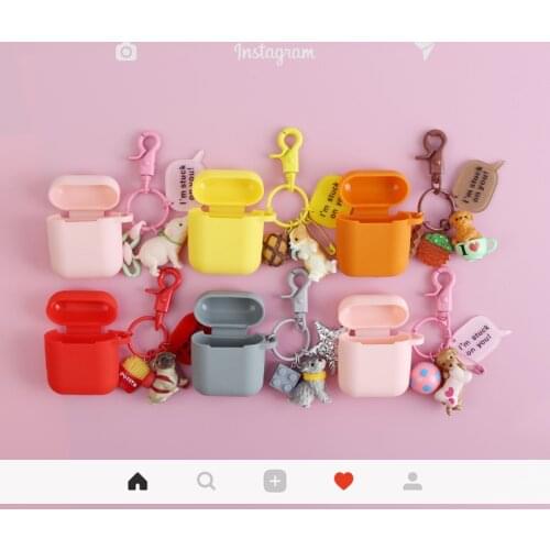 Cute Dog Silicone Case For Apple AirPods Case Cover Funny Bluetooth Earphone Case For Airpods Protective Cover Cartoon Key Ring