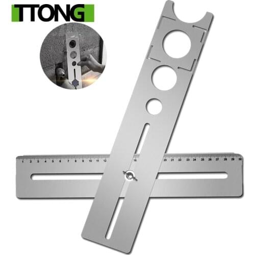 Multi-Functional Stainless Steel Ceramic Tile Hole Locator Ruler Adjustable Punching Hand Tool for House Decorated Work