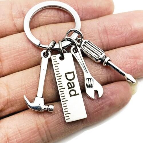 Fashion Dad Letters Keychains Creative Hammer Screwdriver Wrench Keyring Handbag Decor Tassel Hanging Pendant Fathers Day Gifts