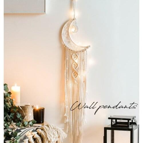 Moon Macrame Tapestry Wall Boho Decor Leaf Macrame Wall Hanging Room Decoration Farmhouse Dorm Room Decor Gift