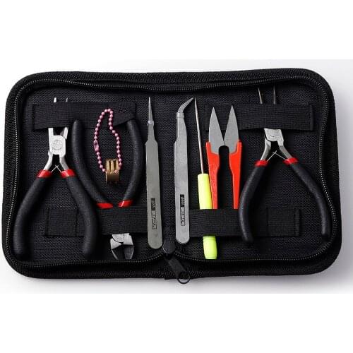 New 8pcs/set Jewelry Making Tool Kits Pliers Set with Round Nose Plier Side Cutting Pliers Wire Cutter Scissor Beading Tweezers