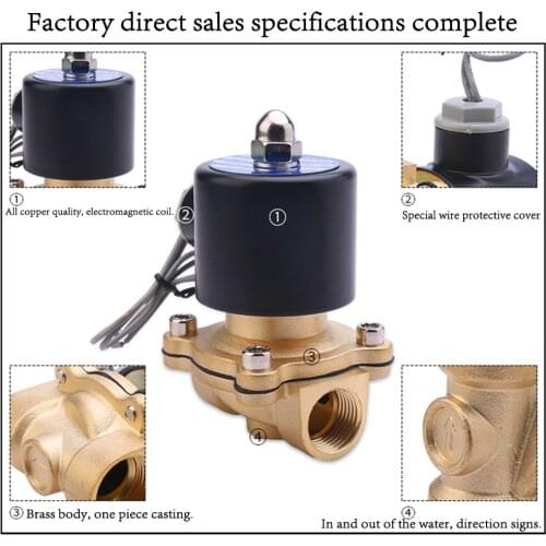 Normally Closed All Copper Electromagnetic 1/4 3/8 1/2 3/4 1" DN8/15/20/35Water Oil Pneumatic Drainage On-Off Valve 220V 24V 12V