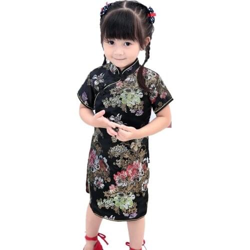 2019 New Summer Floral Baby Qipao Girls' Dresses Kid Chinese chi-pao cheongsam New Year gift Childrens Clothes Robe