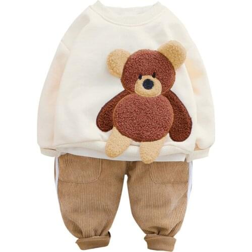 0-4 years boy girl clothing set 2020 winter new active cartoon bear thicken kid child toddler baby boy girl clothes