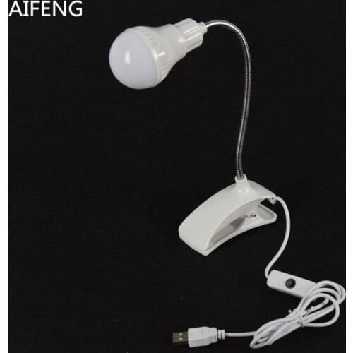 AIFENG portable led desk lamp power by usb dc 5v 1A/2A study table lamp clip flexible clip on reading desk lamp