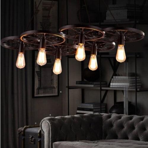 Loft Style Industrial Windmill Wheel Droplight Edison Vintage Pendant Light Fixtures For Dining Room Bar Antique Hanging Lamp