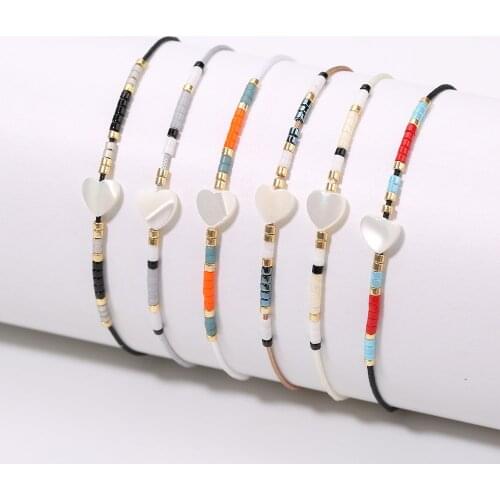 Rttooas Simple Tiny Bracelet Handmade Miyuki Delica Seed Beads Women Bracelets Heart Shell Friendship Jewelry Femme Bracelet