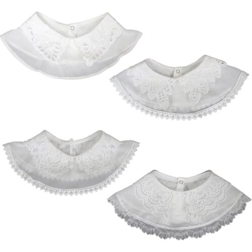 Q1FA Women Chiffon Faux Collar Embroidery Fake Collar Breathable False Collar Dress Shirt Ornamental Collar Necklace