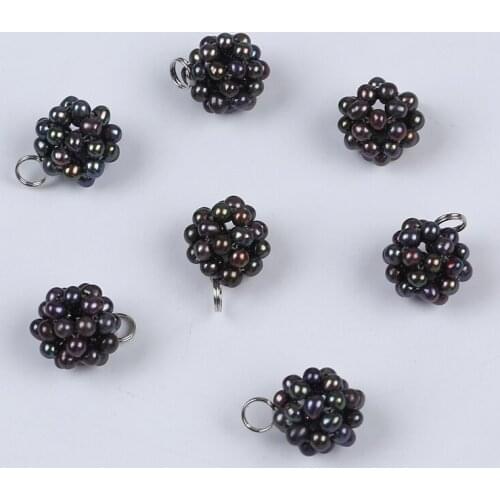 Handcraft Real Pearl Ball Black Color Jewerly Accessories Good Earrings Materials