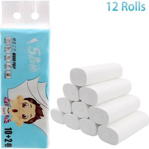 For Home Kitchen Accessories 12 Rolls 5 Ply Rolling Paper Bathroom Tissue Roll Toilet Roll White Toilet Paper