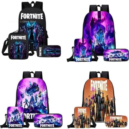 Fortnite Backpack School Bag Teen Student Large Capacity Waterproof Schoolbag 3D Cartoon Laptop Backpacks Three-piece Suit Gift