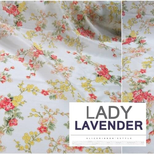 Silk Cotton Fabric Dress White Background Prosperity Flower Large Wide clothing Cloth DIY Sewing Patchwork