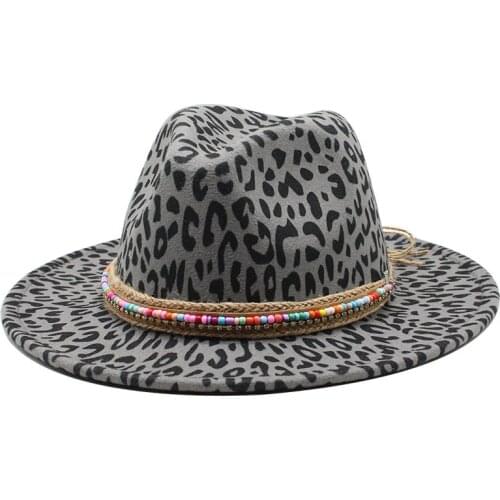 Classics Fashion Unisex Wide Brim Leopard Printed Tie Dye Autumn And Winter Fedora Hat Colorful Belt Casual Outdoor Sunshade Cap