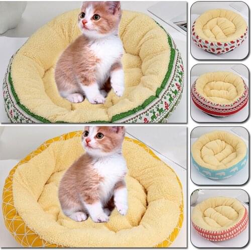 Dog Kennel Cat Round Sofa Soft Pet Bed Winter Warm Sleeping Bag Portable Puppy Cushion Mats 50*12cm Small Medium Dog house
