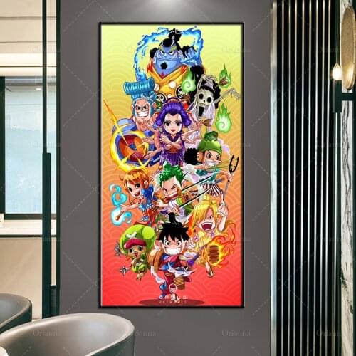 Modern Cartoon Canvas Painting Anime Poster One Piece Wall Art Unique Modular Picture For Corridor Bedroom Decoration Home Frame