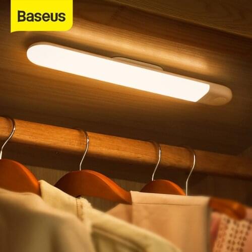 Baseus USB Rechargeable Night Light PIR LED Motion Sensor Light Under Light Cabinet LED Lamp For Wardrobe Kitchen Bedroom Closet