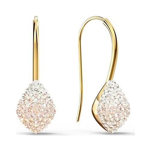SWA 1:1 Gradient Champagne Ear Drop Stereo Rose Gold Color Earrings for Women