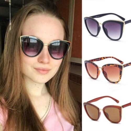 Vintage Cat Eye Sunglasses Women Fashion Brand Designer Sunglasses Female Sexy Leopard Cateyes Black Gradient Oculos De Sol