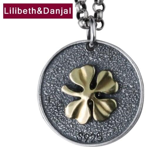 Lucky Clover Letter Necklace Pendant 925 Sterling Silver Free Leather Rope Chain Vintage Fashion Fine Jewelry Women Men 2021 P39