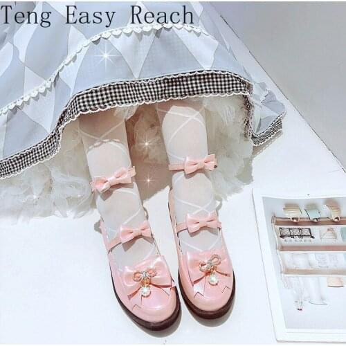 39 Lolita Shoes Women Japanese Sweet Cosplay Kawaii Shoes Women 2021 New Summer Cute Shoes Zapatilla Mujer White Red Black 41 42