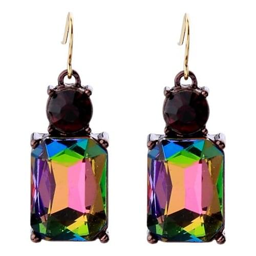 Colorful Glass Square Drop Earrings For Women Chic Jewelry Pink and Blue Color Unique Design Fashion Earrings