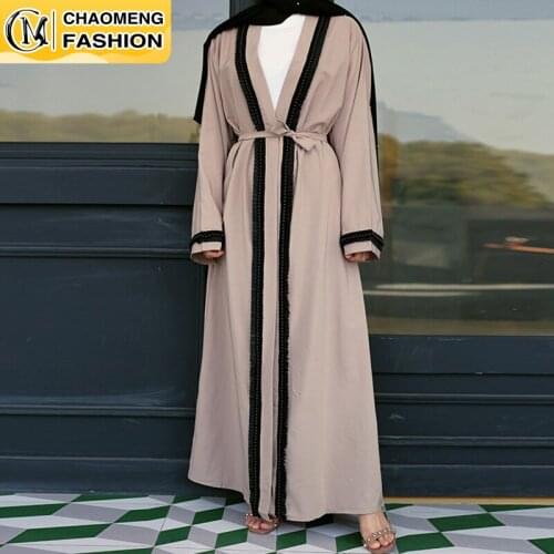 Middle East New Designs Beaded Elegant Jubah Muslim Fashion Ramadan Kimono Cardigan Dubai Abaya For Women Robe Coat Namaz Elbise