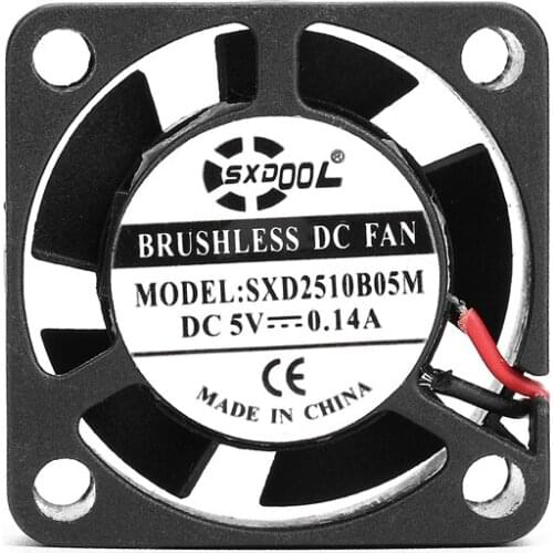 1Pcs SXDOOL Mini Micro DC 5V 2Pin 2.5cm 25mm 25x25x10mm 2510 Small Brushless Cooling Fan Ball Bearing